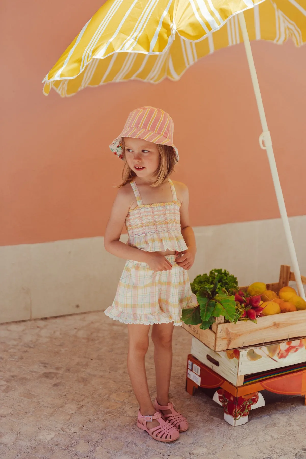 Vallaloid Yellow Positano Check Shorts