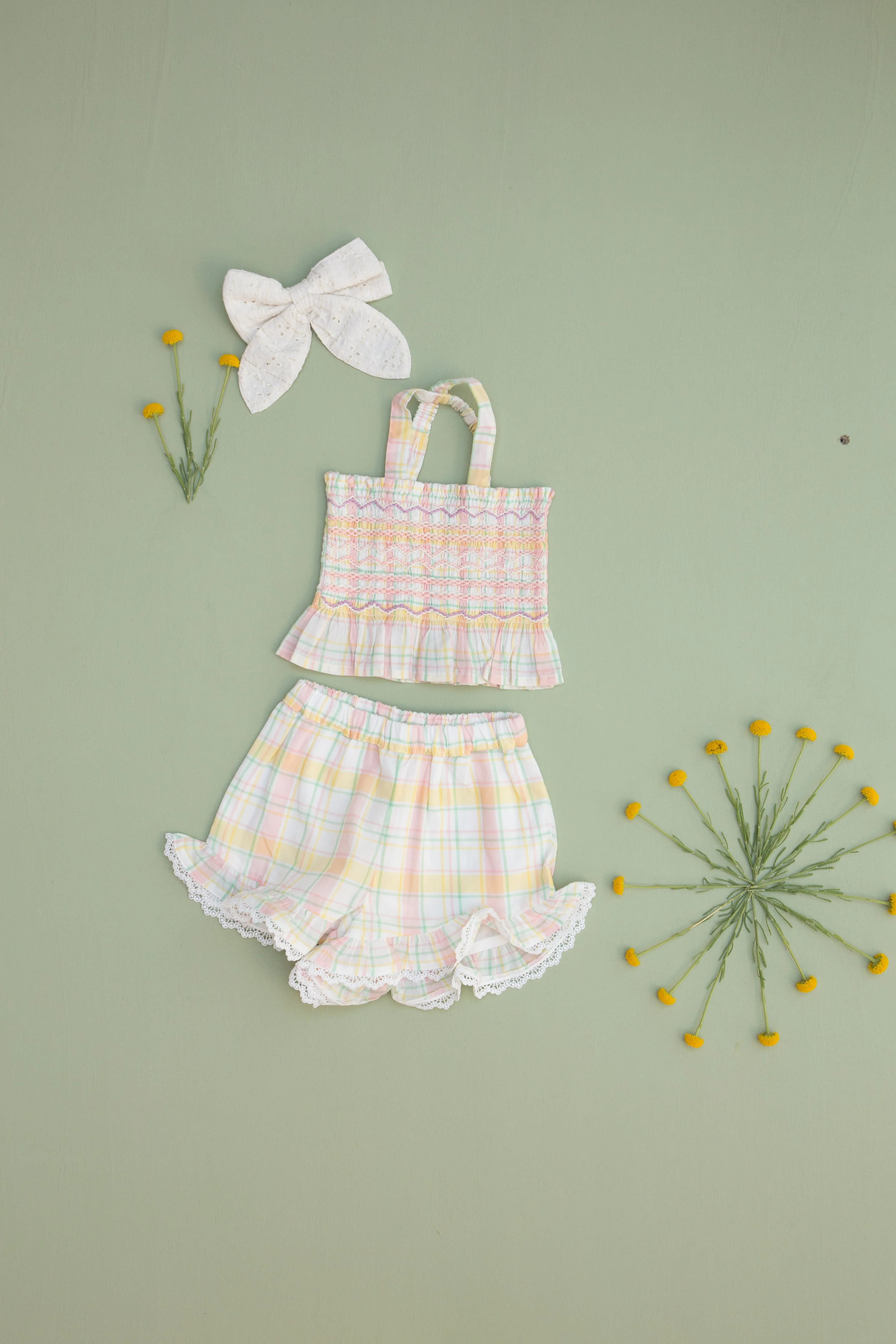 Vallaloid Yellow Positano Check Shorts