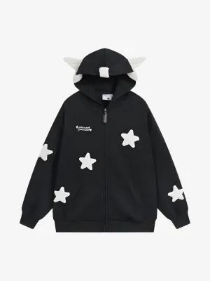 VELVET STAR ZIP-UP HOODIE
