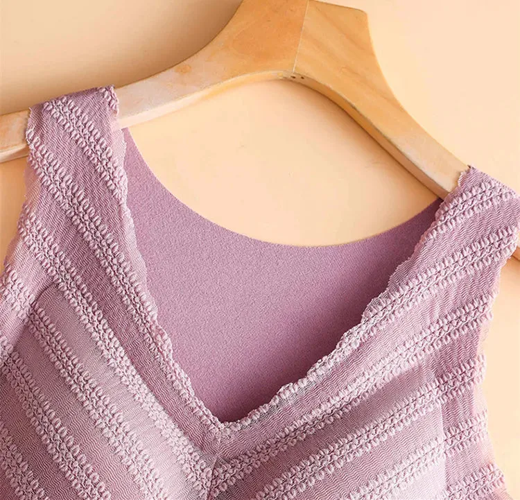 Velvet Thermal Vest For Women With Breast Pads