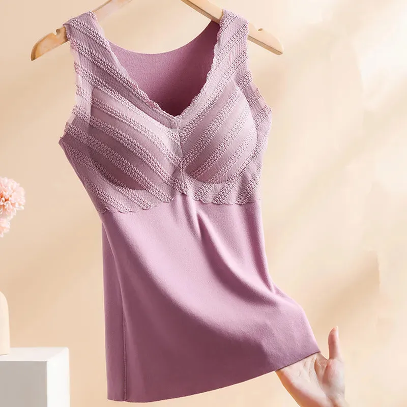 Velvet Thermal Vest For Women With Breast Pads