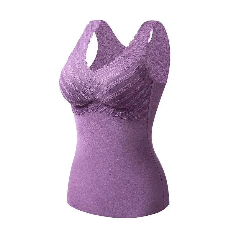Velvet Thermal Vest For Women With Breast Pads