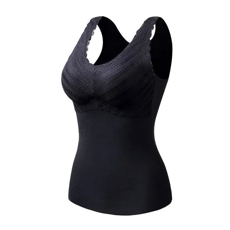 Velvet Thermal Vest For Women With Breast Pads