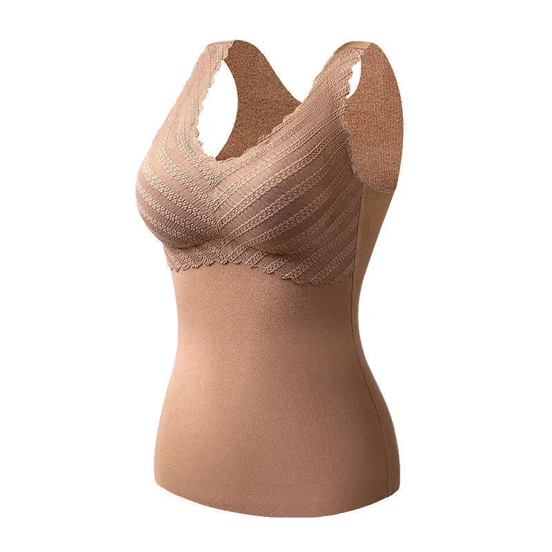 Velvet Thermal Vest For Women With Breast Pads