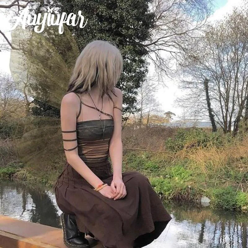 Vintage Aesthetic Bandage Crop Top - Green Fairy Grunge Style