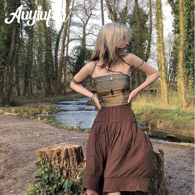 Vintage Aesthetic Bandage Crop Top - Green Fairy Grunge Style