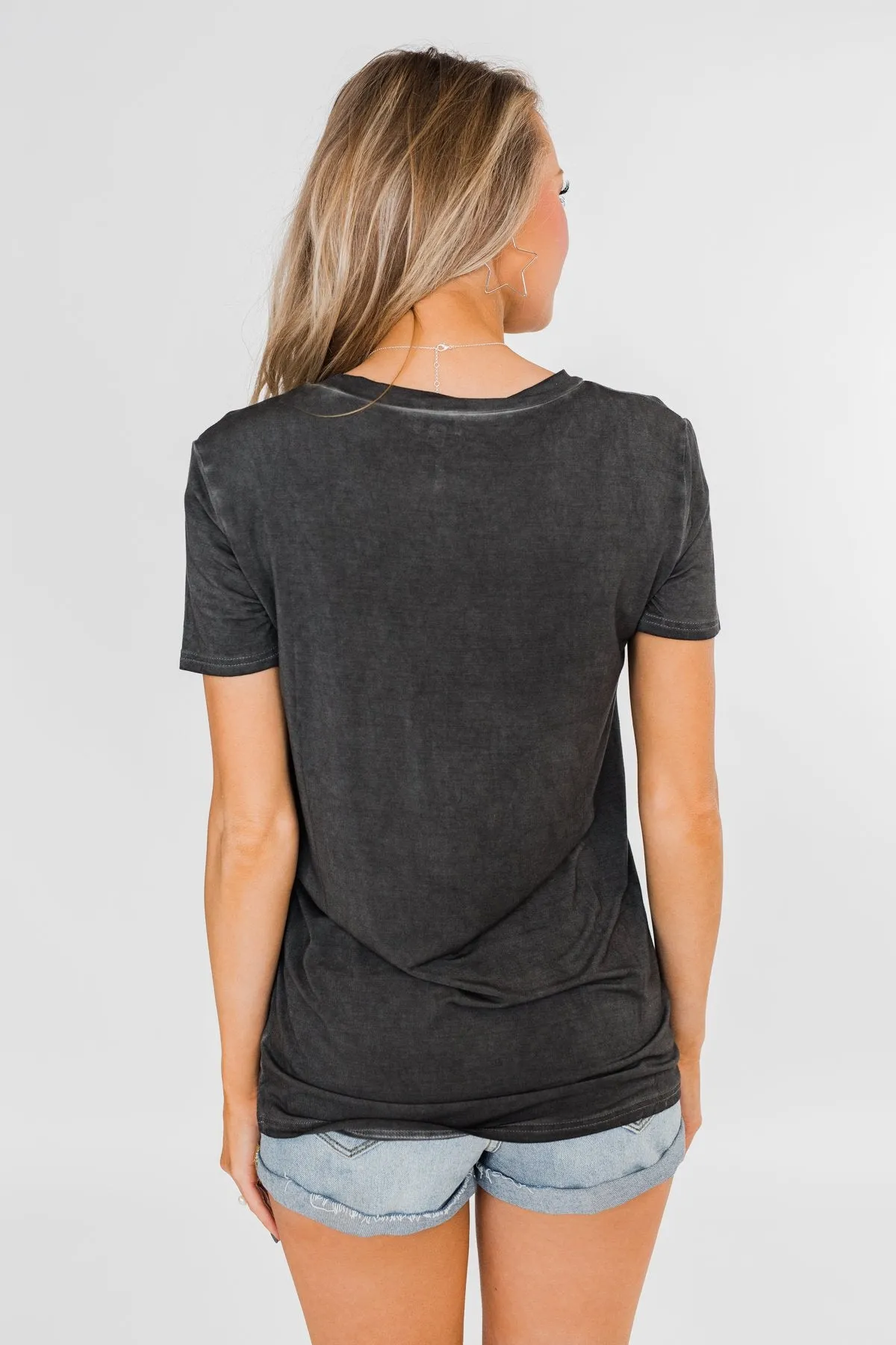 Vintage Beauty Short Sleeve Top- Charcoal