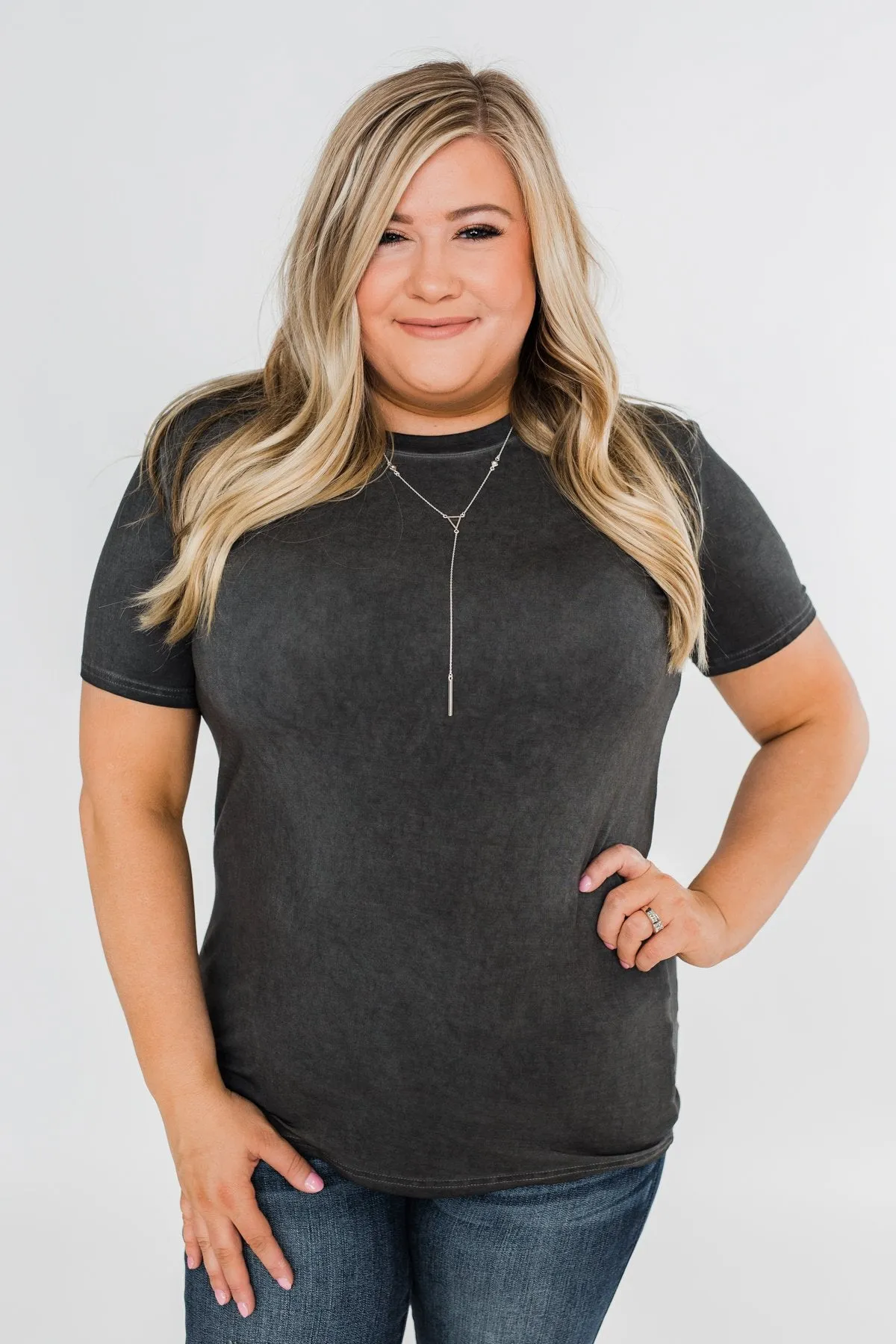 Vintage Beauty Short Sleeve Top- Charcoal