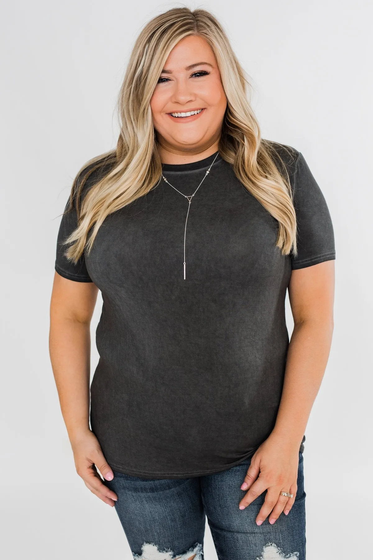 Vintage Beauty Short Sleeve Top- Charcoal