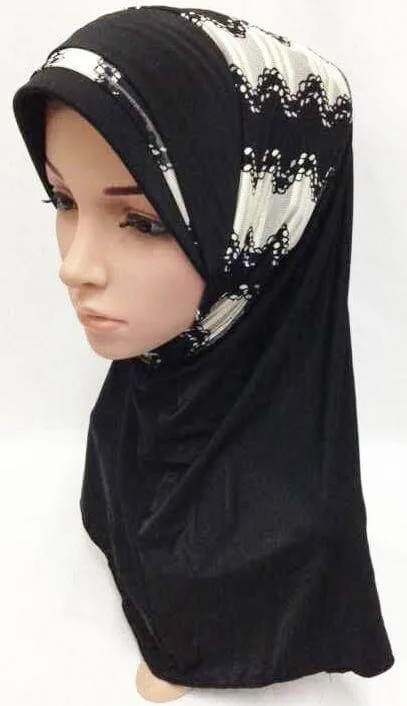 Viscose Ice Silk Lace Black Muslim Hijab Islamic Scarf Shawls