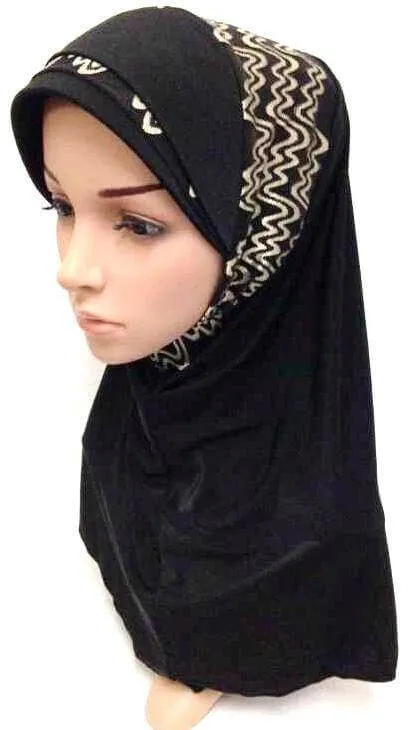 Viscose Ice Silk Lace Black Muslim Hijab Islamic Scarf Shawls