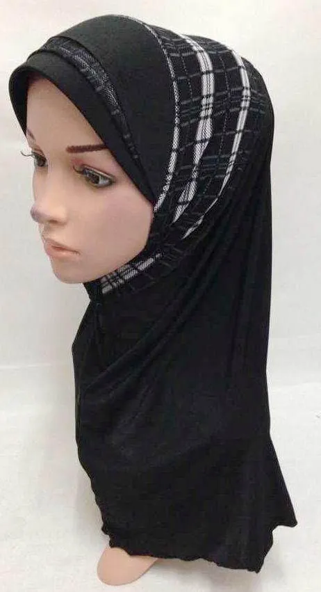 Viscose Ice Silk Lace Black Muslim Hijab Islamic Scarf Shawls