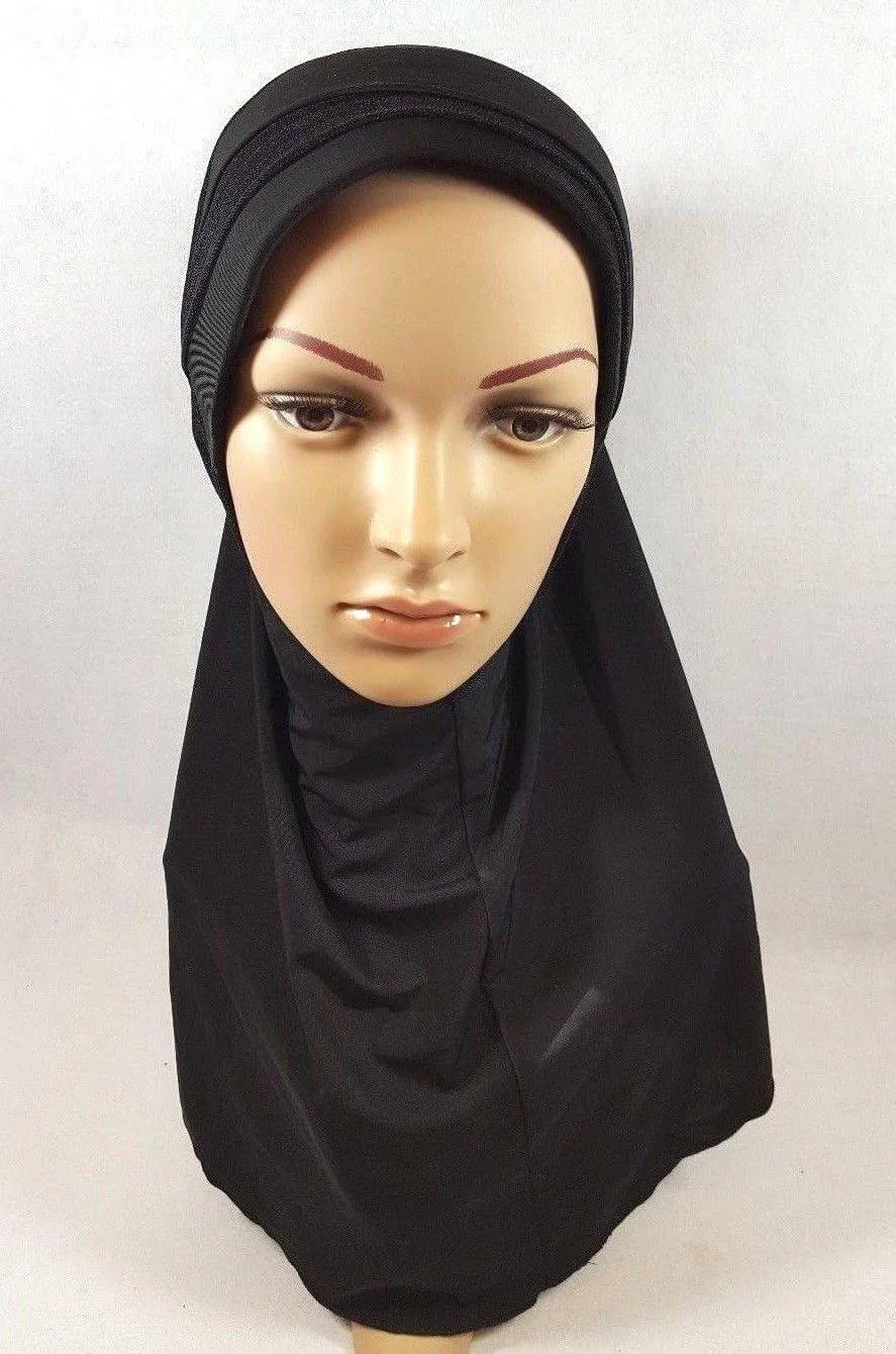 Viscose Ice Silk Lace Black Muslim Hijab Islamic Scarf Shawls