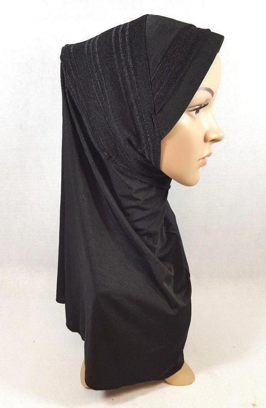 Viscose Ice Silk Lace Black Muslim Hijab Islamic Scarf Shawls