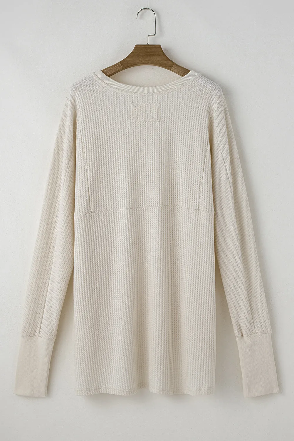Waffle Knit Exposed Seam Oversized Top