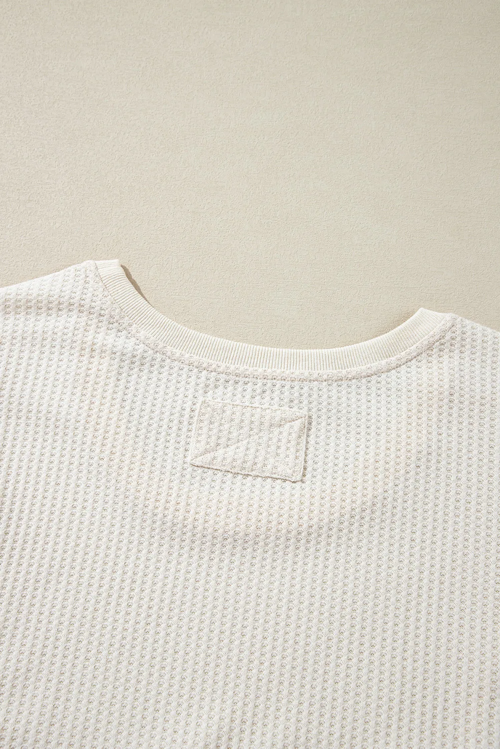 Waffle Knit Exposed Seam Oversized Top