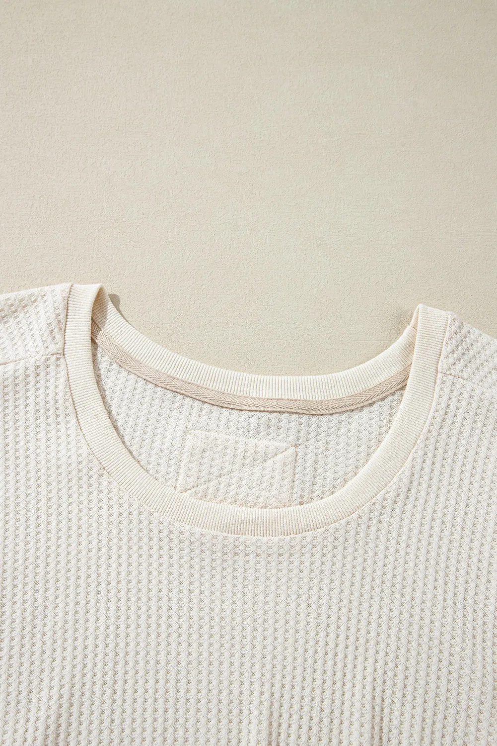 Waffle Knit Exposed Seam Oversized Top