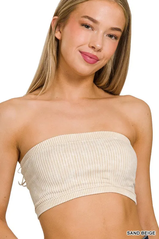 WASHED RIBBED SEAMLESS TUBE TOP