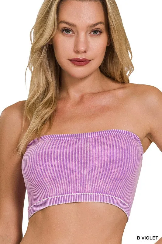 WASHED RIBBED SEAMLESS TUBE TOP