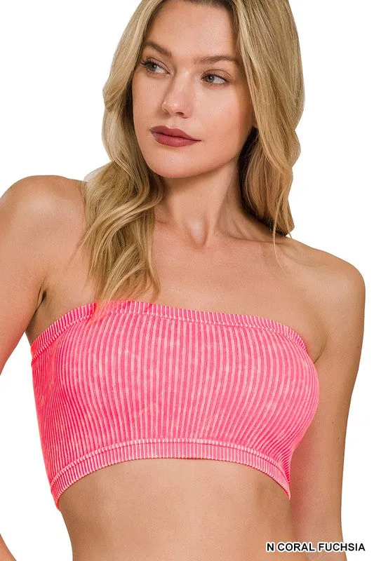WASHED RIBBED SEAMLESS TUBE TOP