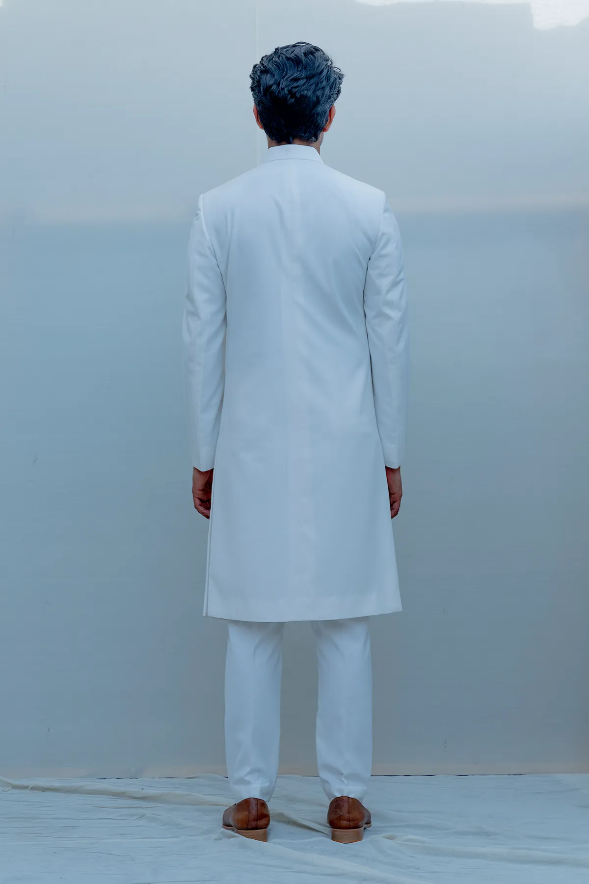 Waxen- Milky White Indo-Western Jacket Set