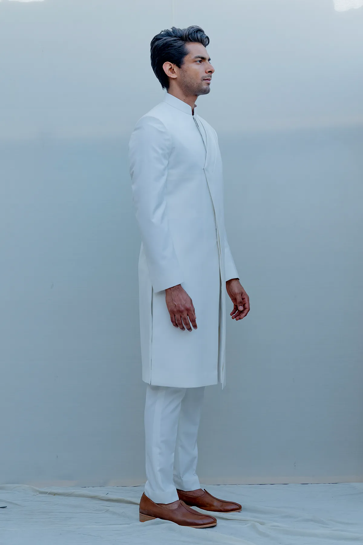 Waxen- Milky White Indo-Western Jacket Set