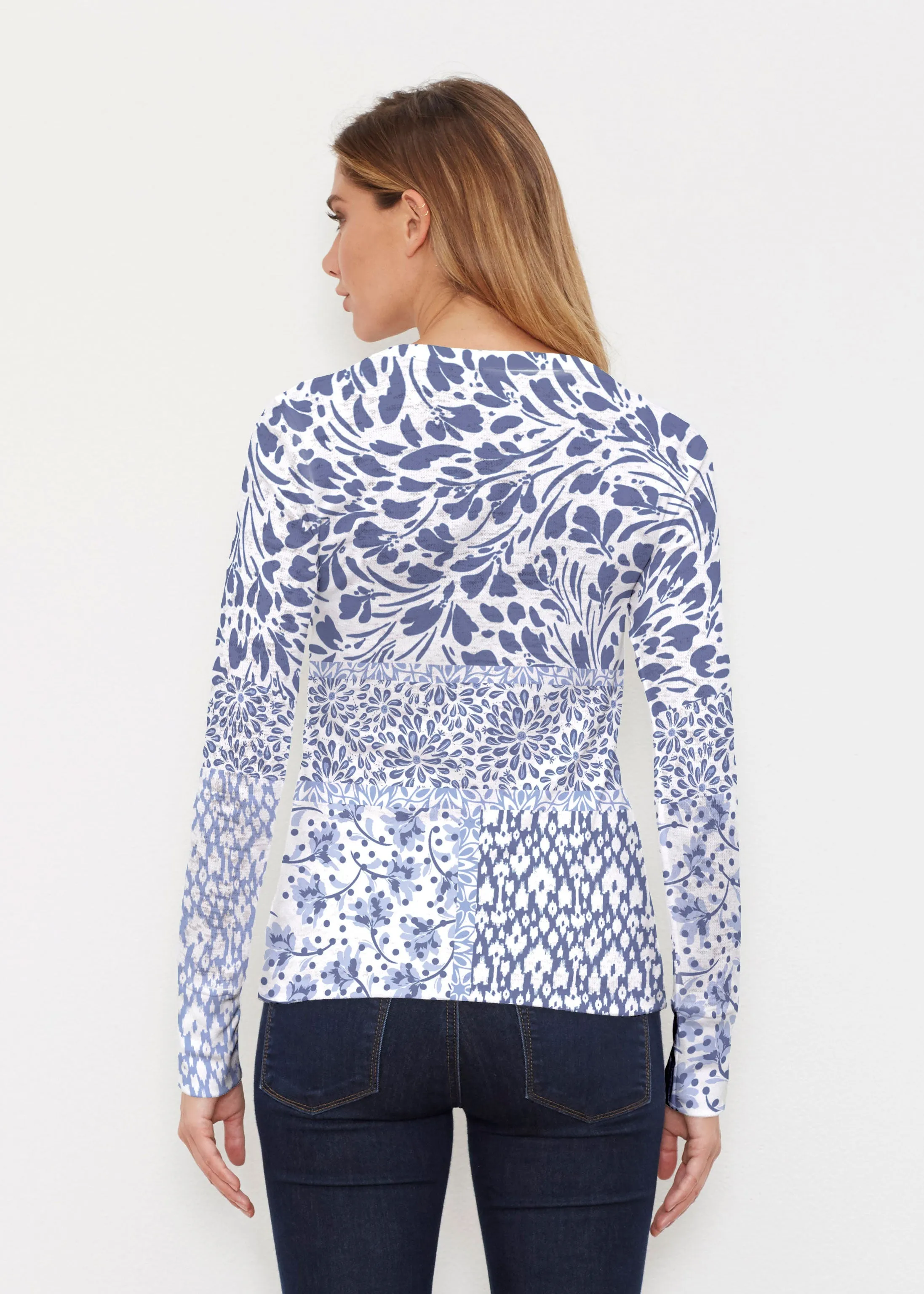 Whimsical Blue (13560) ~ Thermal Long Sleeve Crew Shirt