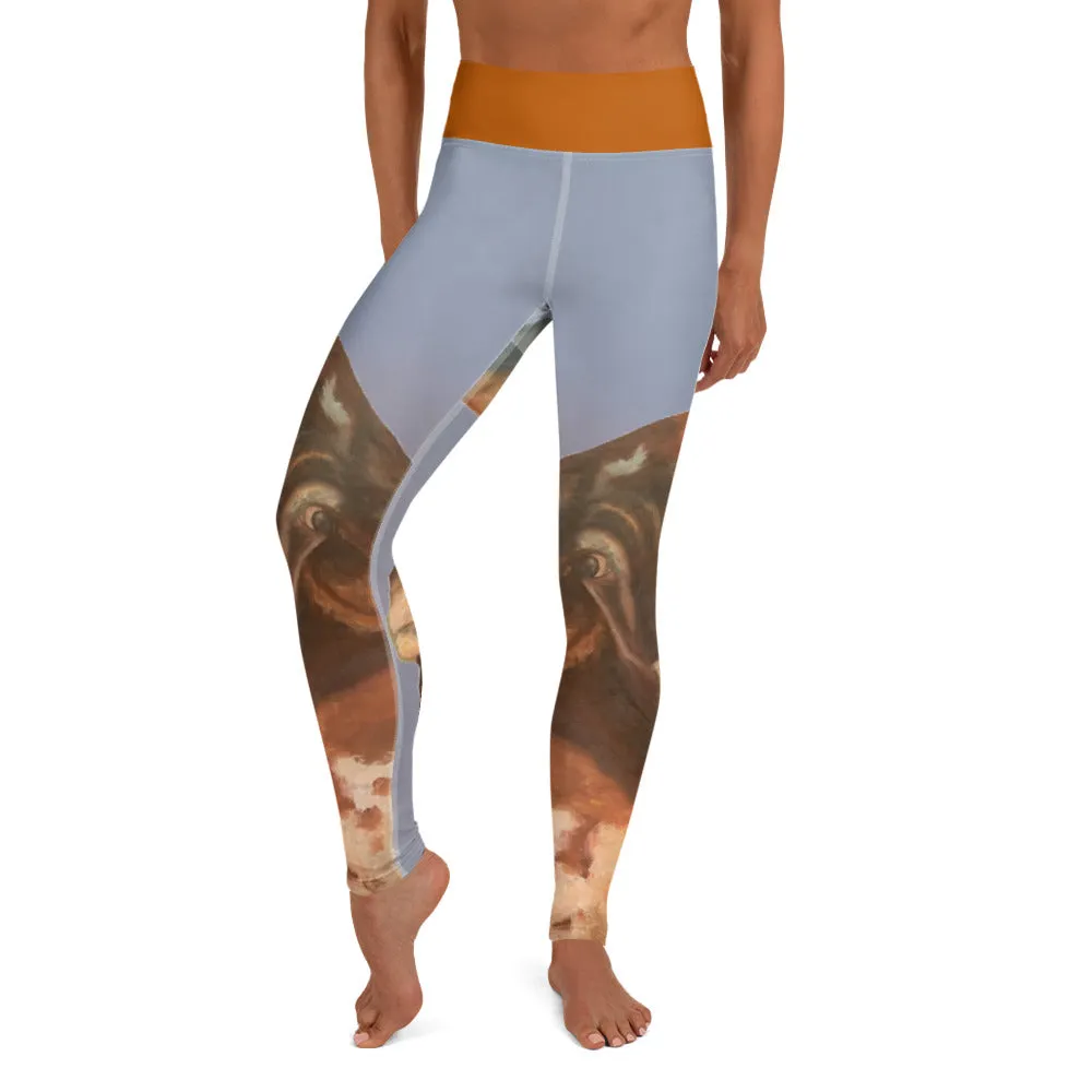 Whimsy Fit "2 Horns" Yoga Leggings with Burnt Orange Waistband