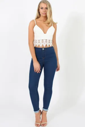 White Low Cut Crop Top - Marta