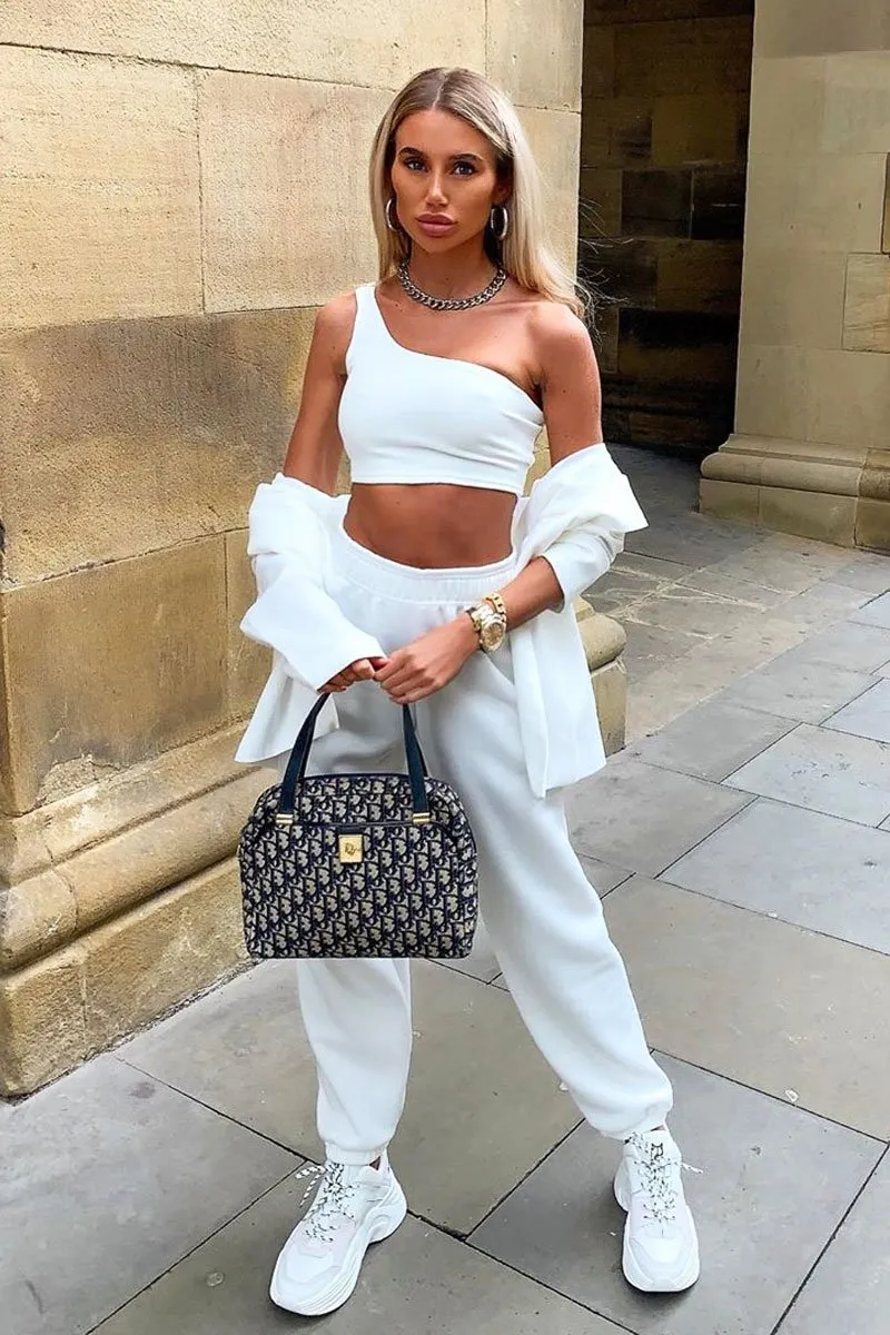 White One Shouldered Crop Top - Kamri