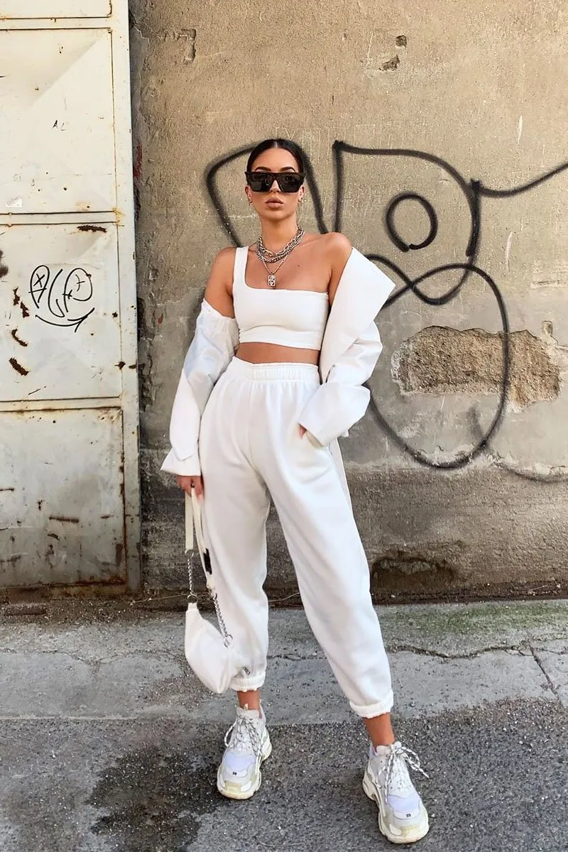 White One Shouldered Crop Top - Kamri