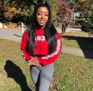 White Sauce (S) | Red Hoodie (Solid Checkered Drippin Sleeves)