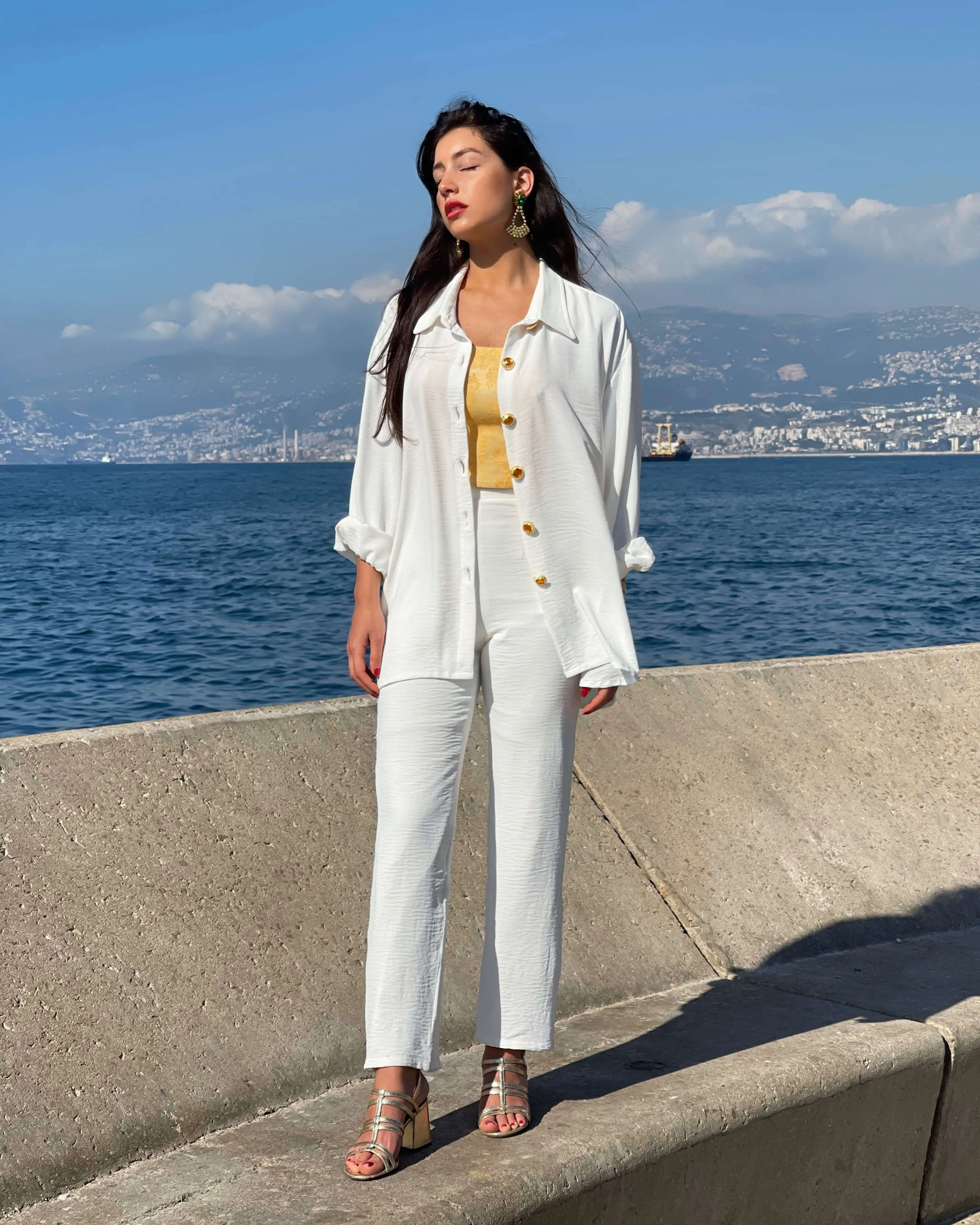 White Straight-Leg Pants