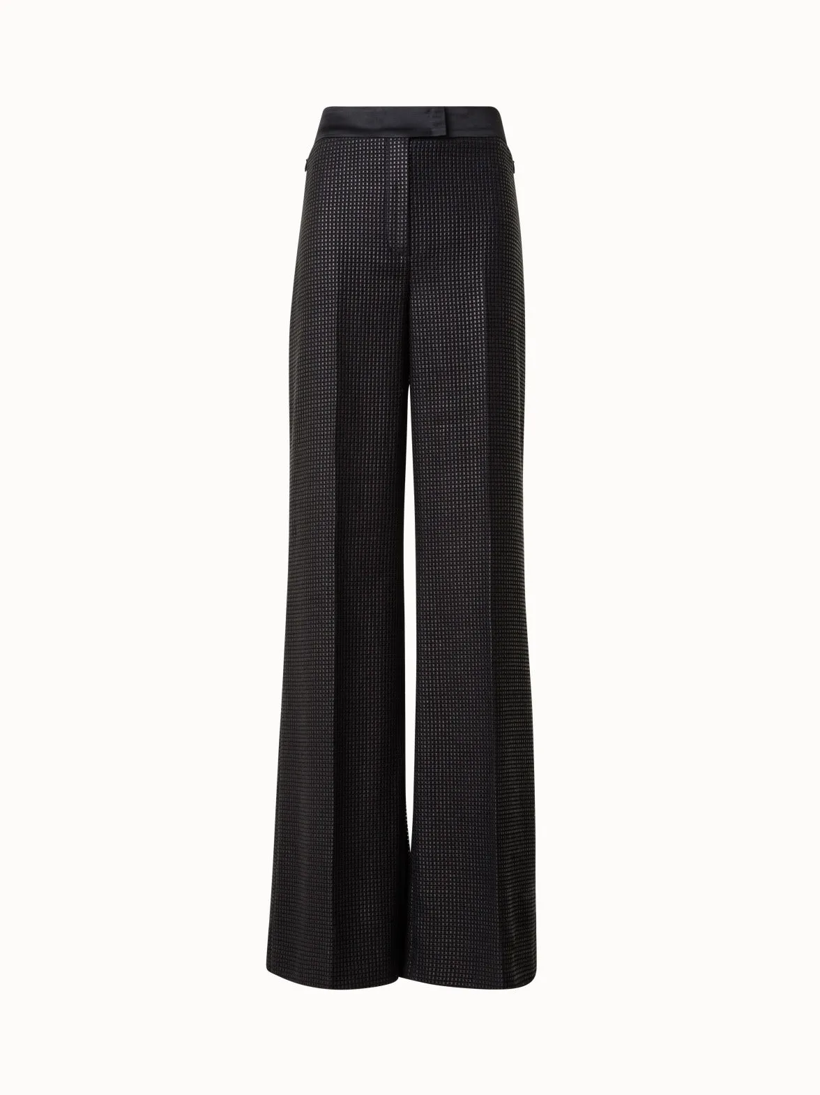 Wide Pants with Techno Grid Embroidery