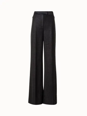 Wide Pants with Techno Grid Embroidery