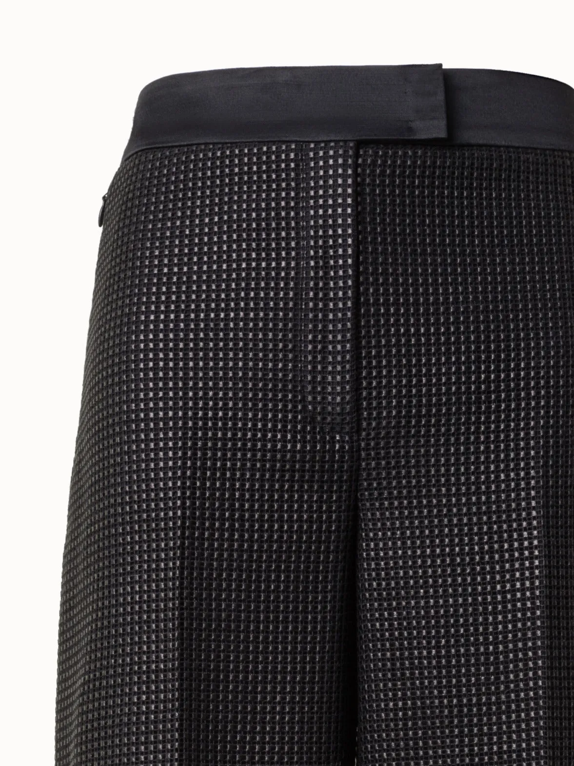 Wide Pants with Techno Grid Embroidery