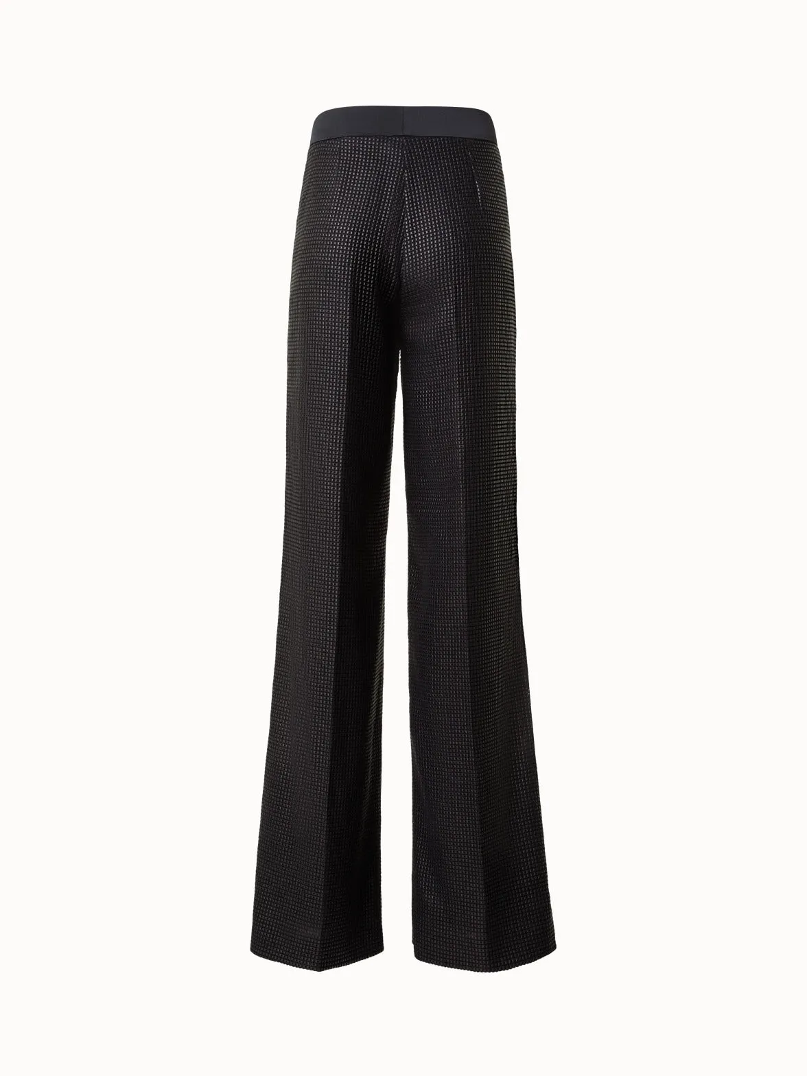 Wide Pants with Techno Grid Embroidery