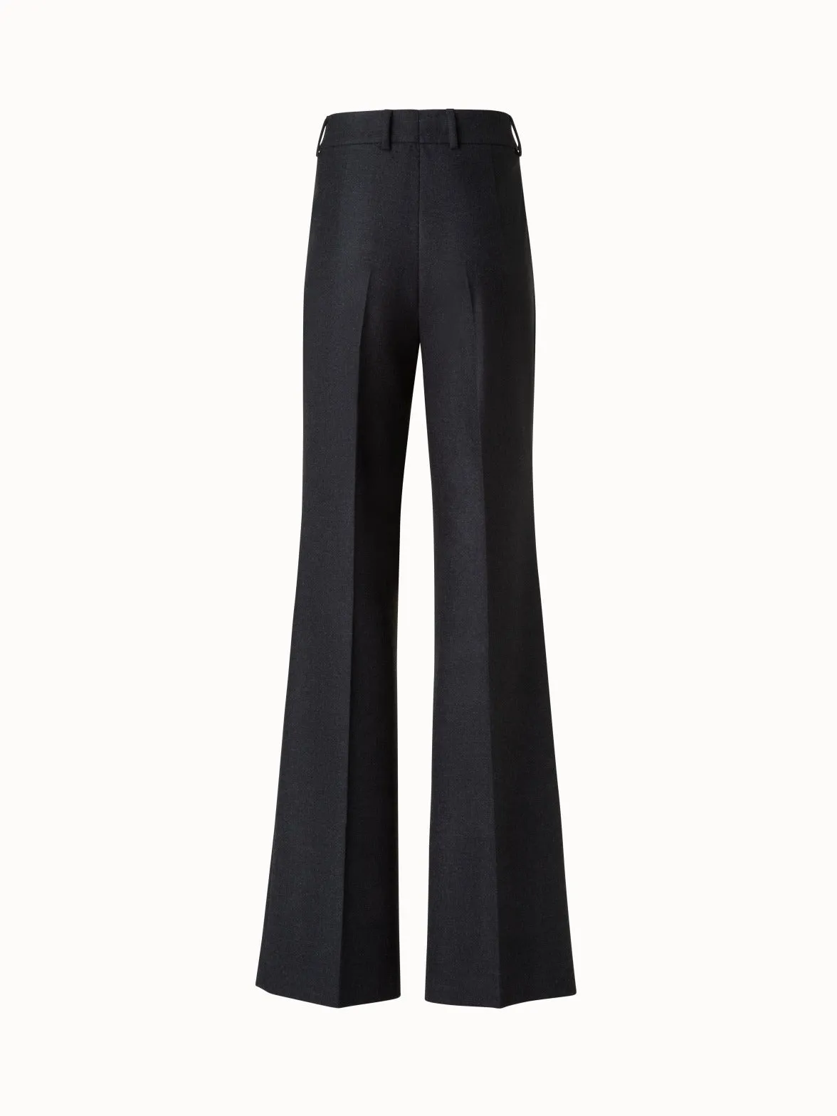 Wide Straight Wool Stretch Flannel Pants