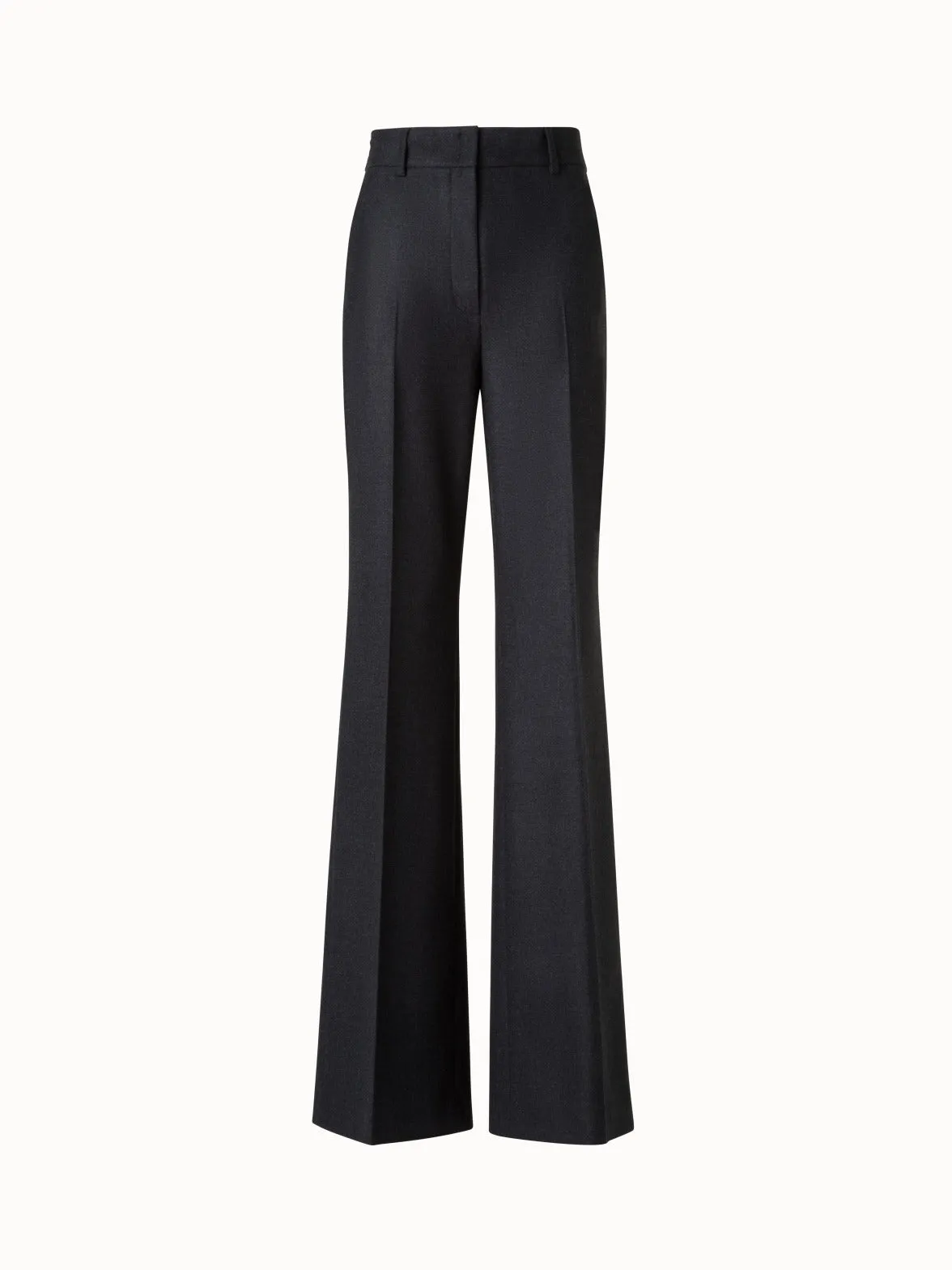 Wide Straight Wool Stretch Flannel Pants