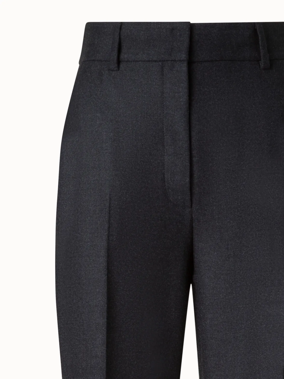Wide Straight Wool Stretch Flannel Pants