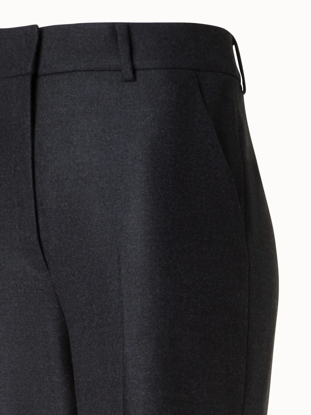 Wide Straight Wool Stretch Flannel Pants