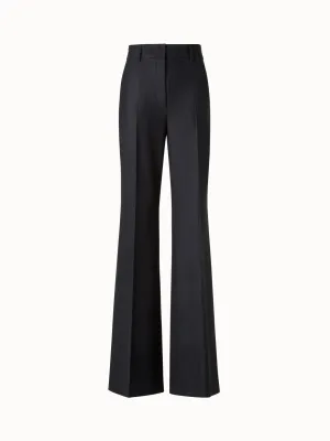 Wide Straight Wool Stretch Flannel Pants