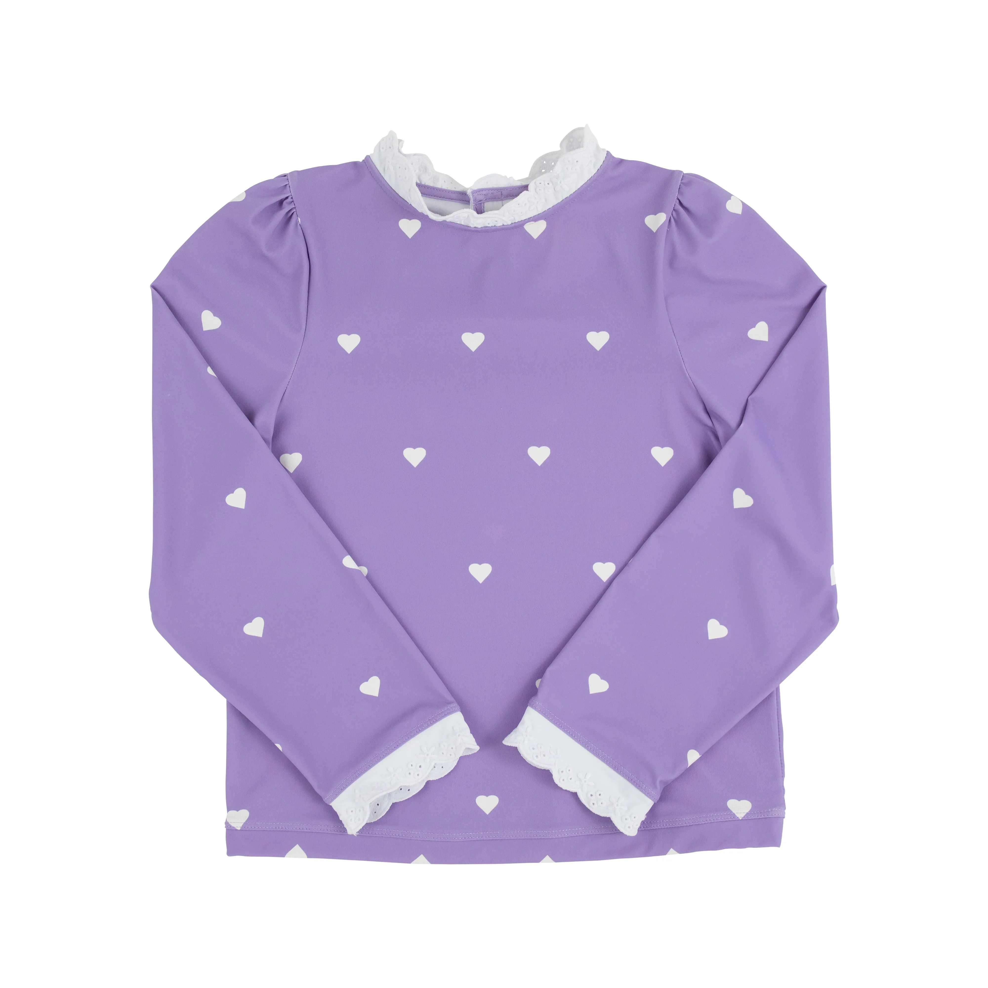 Winnie's Wave Spotter Swim Shirt (UPF 35 ) - Heart Eyes (Palisades Purple) with Worth Avenue White