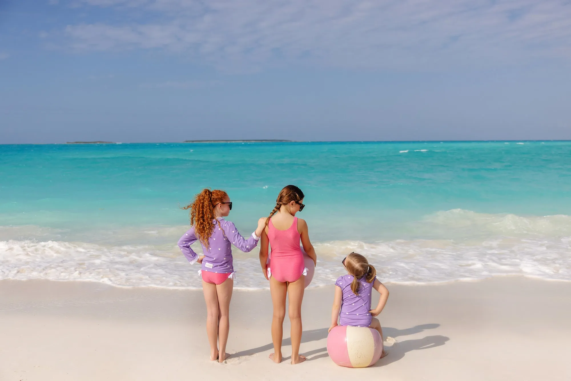 Winnie's Wave Spotter Swim Shirt (UPF 35 ) - Heart Eyes (Palisades Purple) with Worth Avenue White