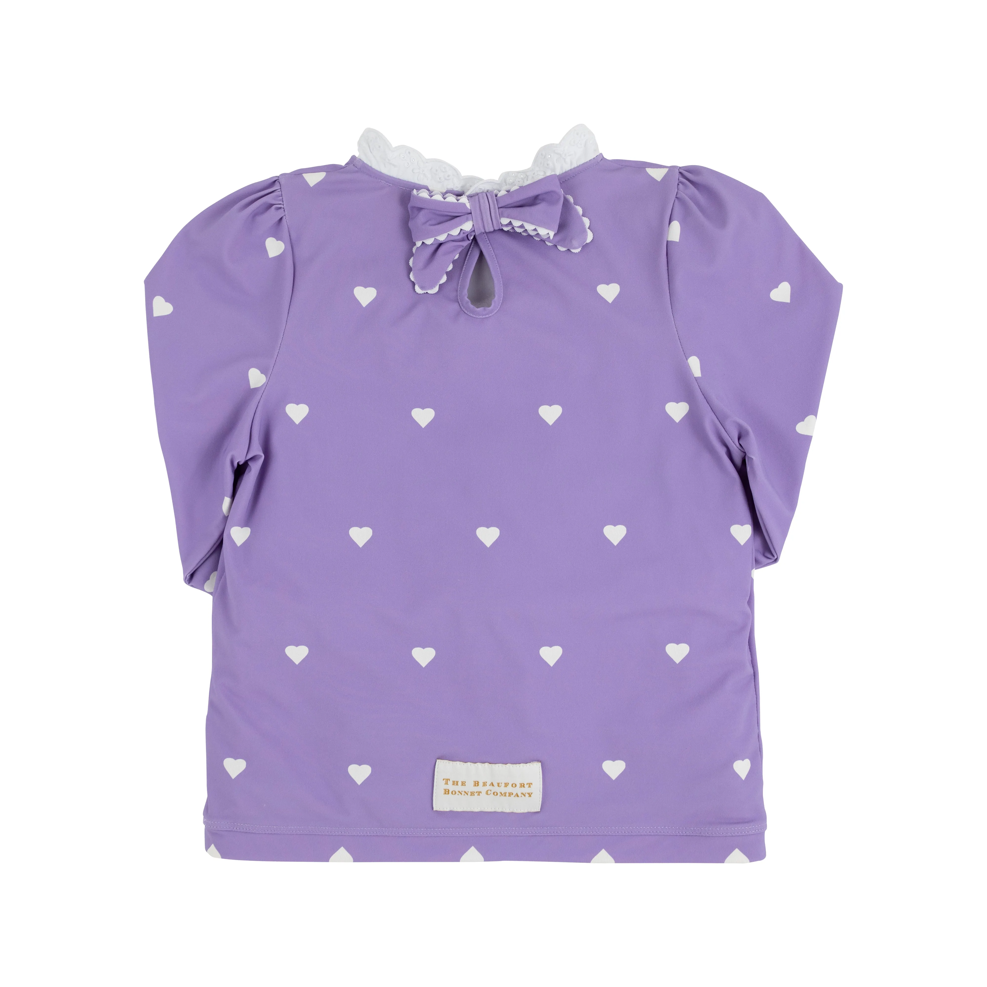 Winnie's Wave Spotter Swim Shirt (UPF 35 ) - Heart Eyes (Palisades Purple) with Worth Avenue White