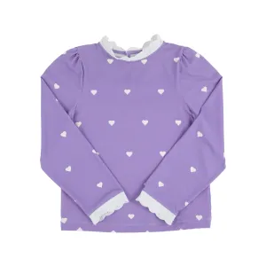 Winnie's Wave Spotter Swim Shirt (UPF 35 ) - Heart Eyes (Palisades Purple) with Worth Avenue White