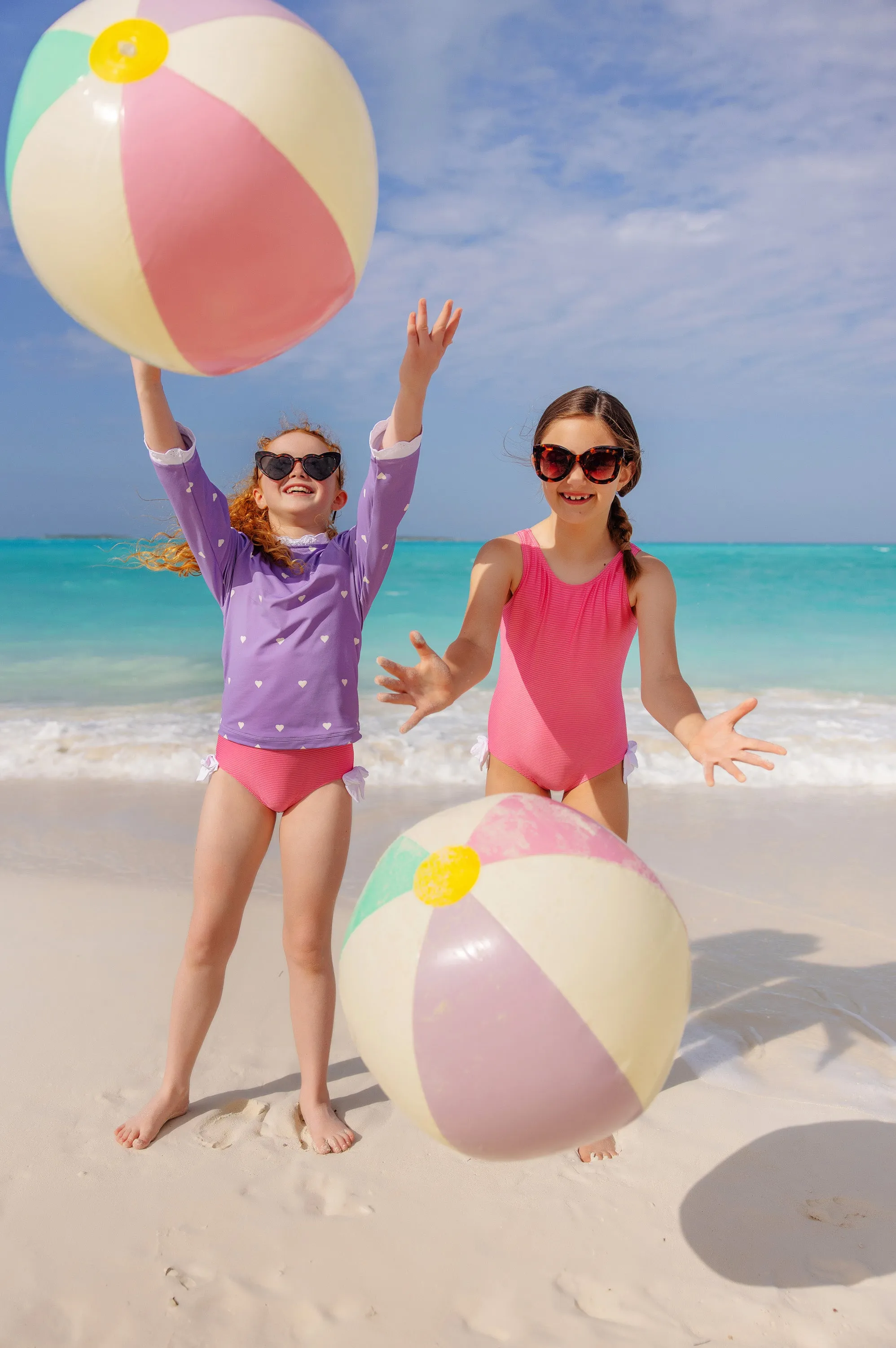 Winnie's Wave Spotter Swim Shirt (UPF 35 ) - Heart Eyes (Palisades Purple) with Worth Avenue White
