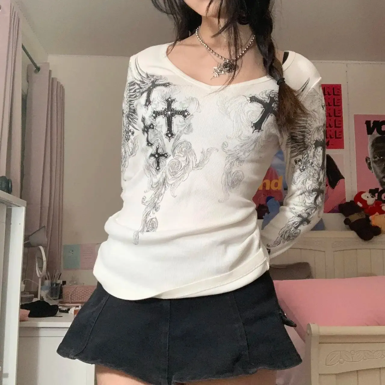 Women Fairycore Grunge Long Sleeve T Shirt