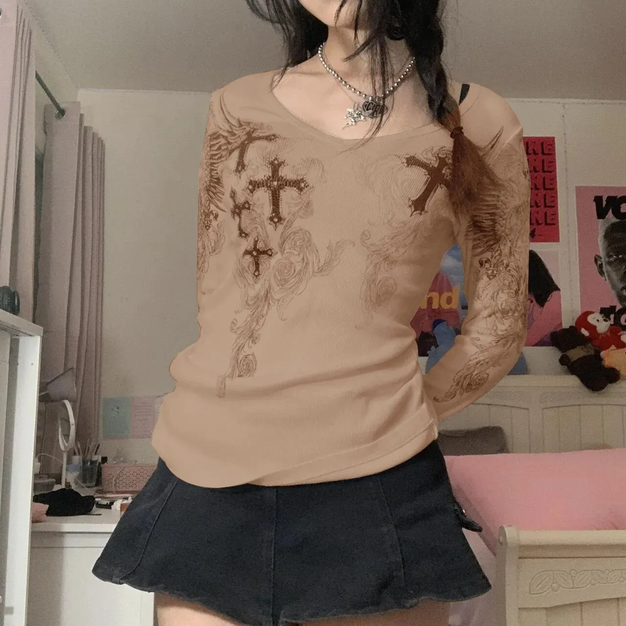 Women Fairycore Grunge Long Sleeve T Shirt