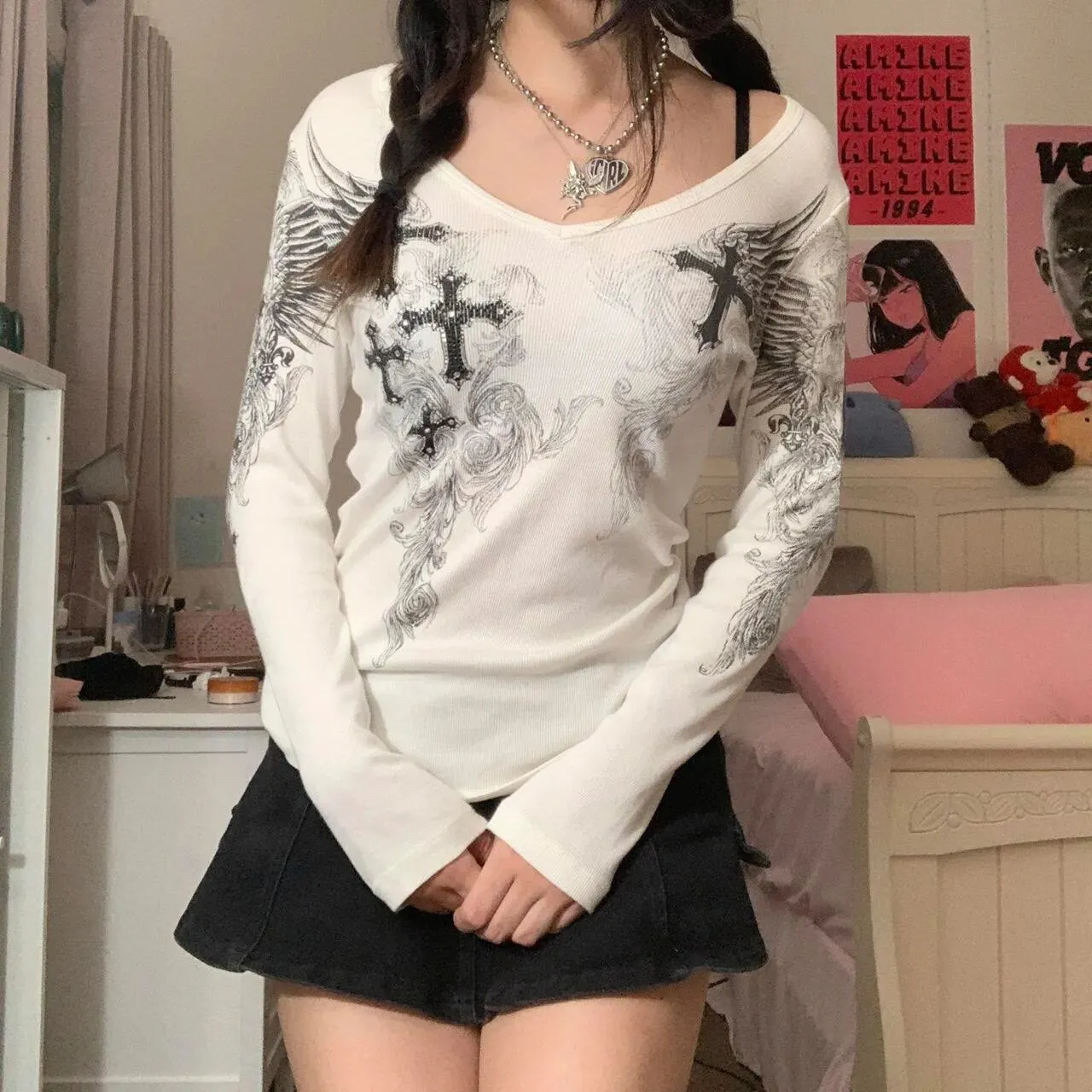 Women Fairycore Grunge Long Sleeve T Shirt